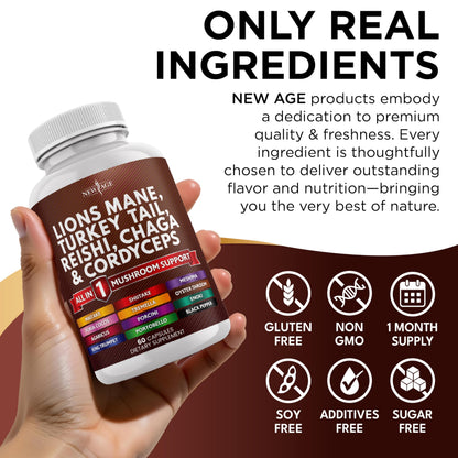 Natural wellness capsules featuring Reishi Chaga and Cordyceps extracts