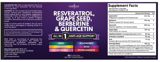 Authentic New Age healthy aging supplement container against a clean background