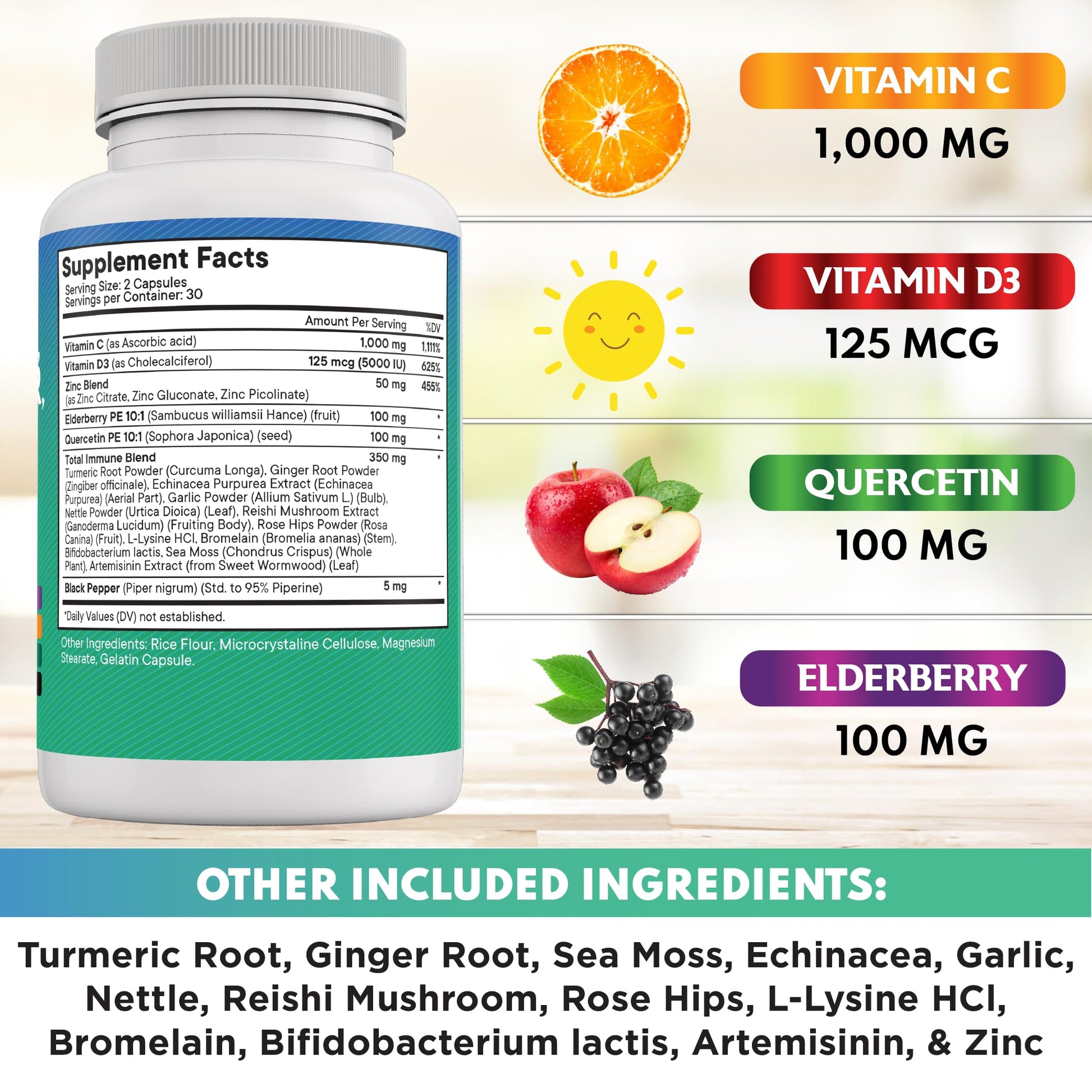 Authentic New Age Quercetin and Zinc complex 120 count packaging details