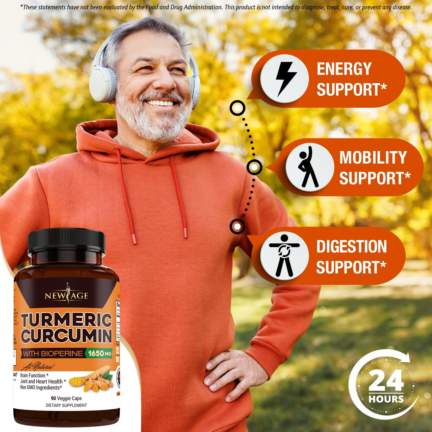 NEW AGE turmeric curcumin double pack total 180 veggie capsules for healthy overall support