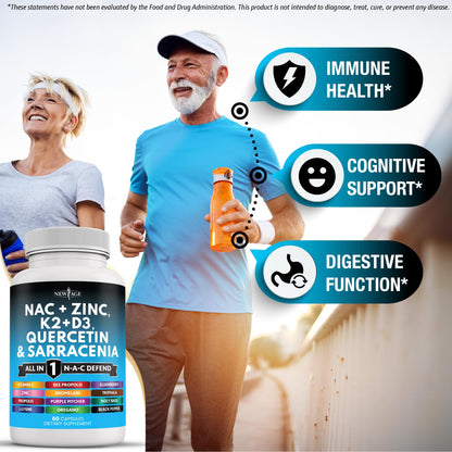 Close up of New Age dietary supplement showing respiratory wellness benefits text