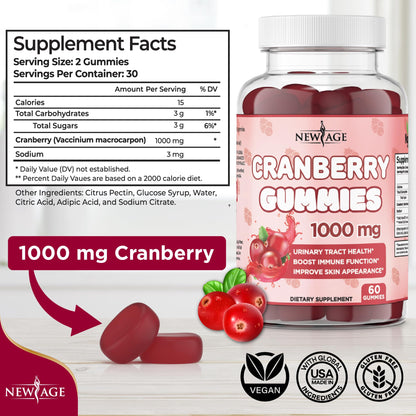 New Age Cranberry Gummies vegetarian supplement label details