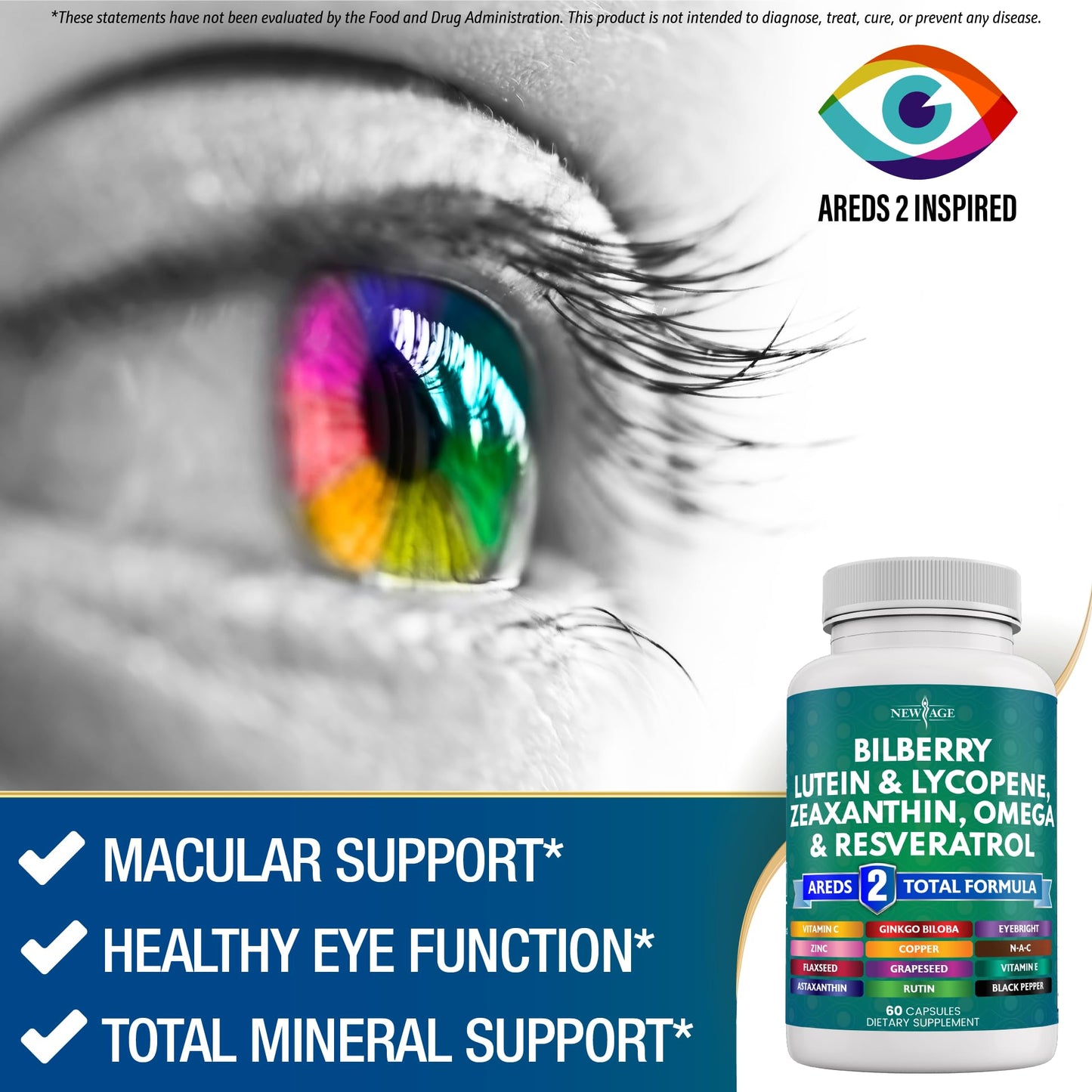 New Age imported eye health capsules for digital blue light protection