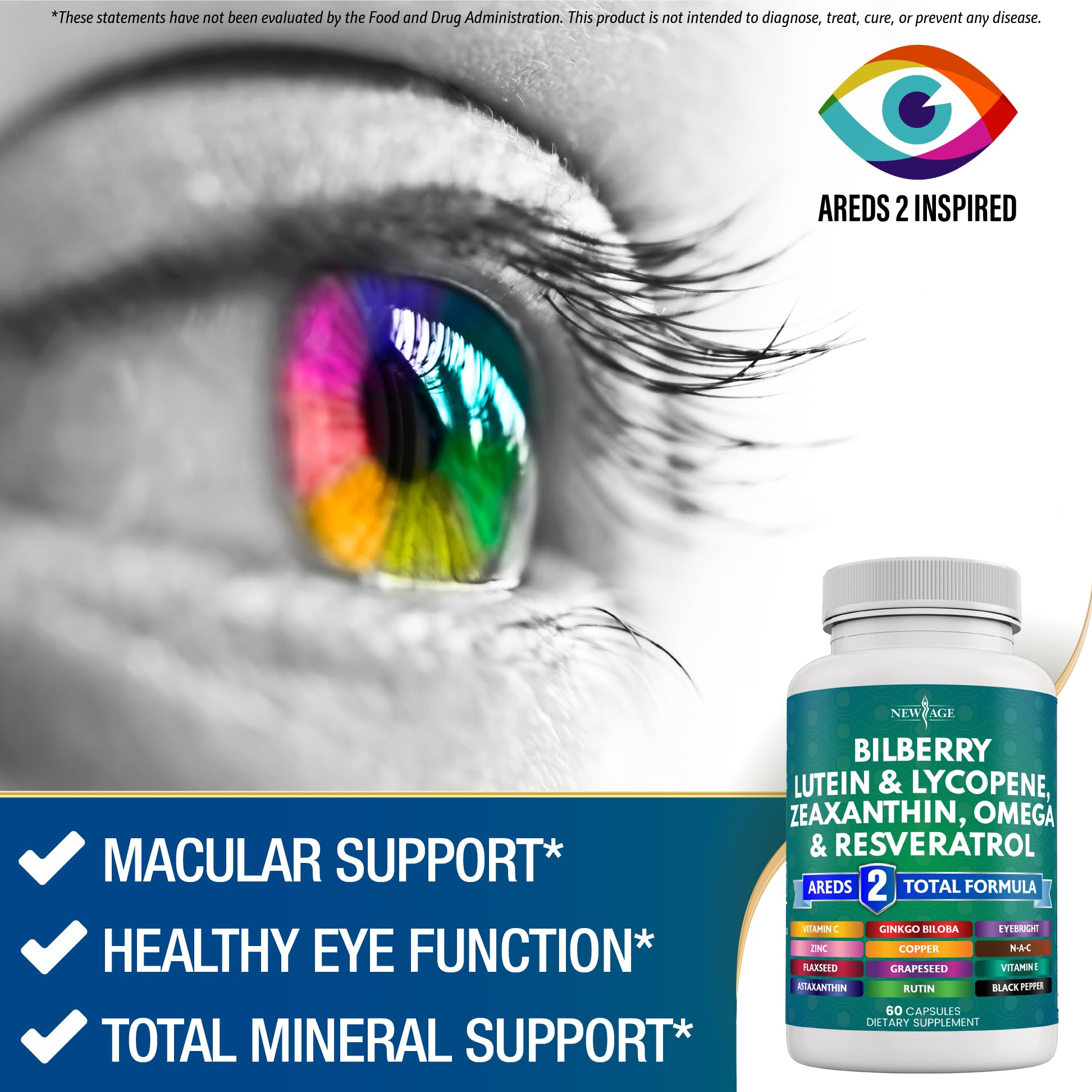 New Age imported eye health capsules for digital blue light protection