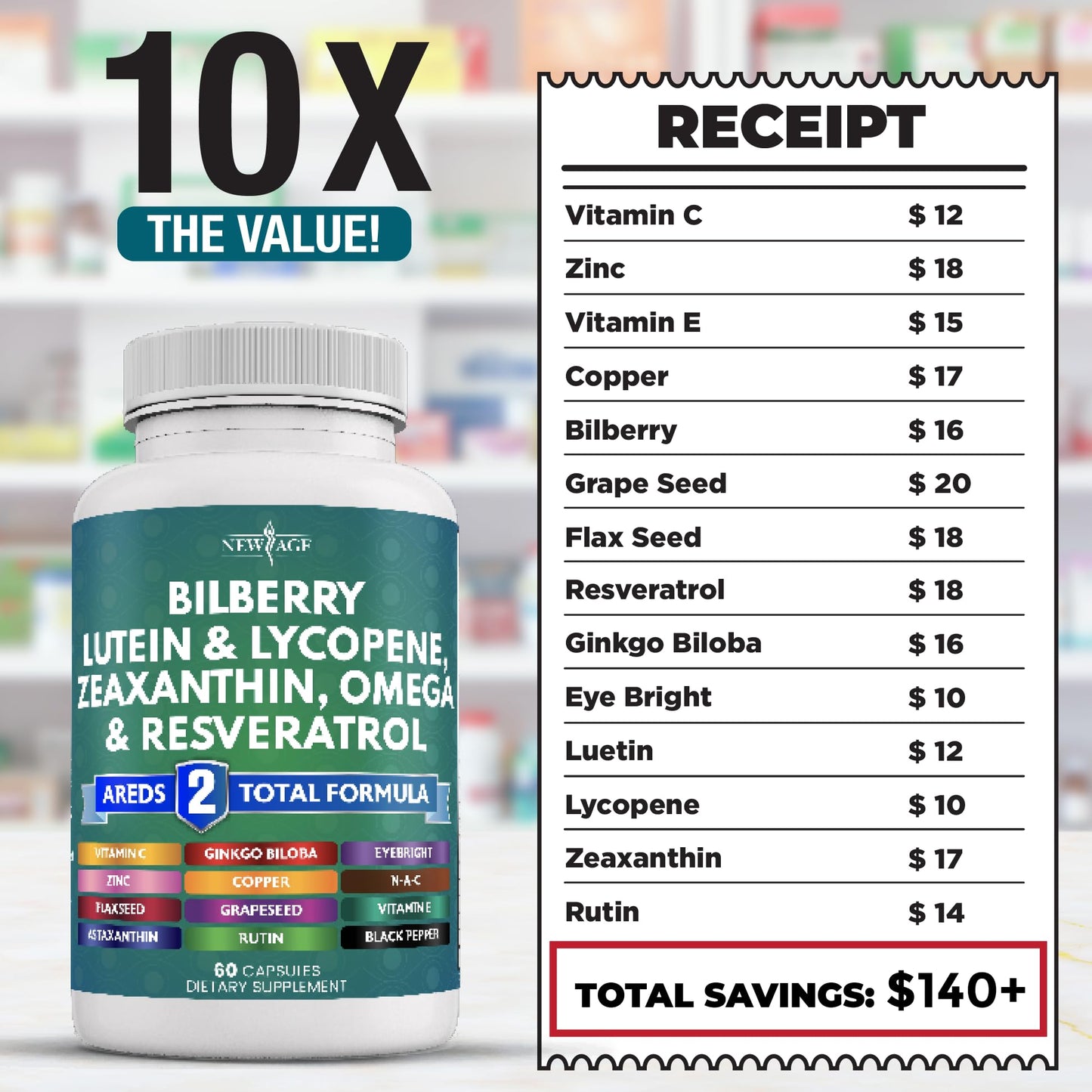 New Age eye health bilberry and resveratrol formula for daily vision care
