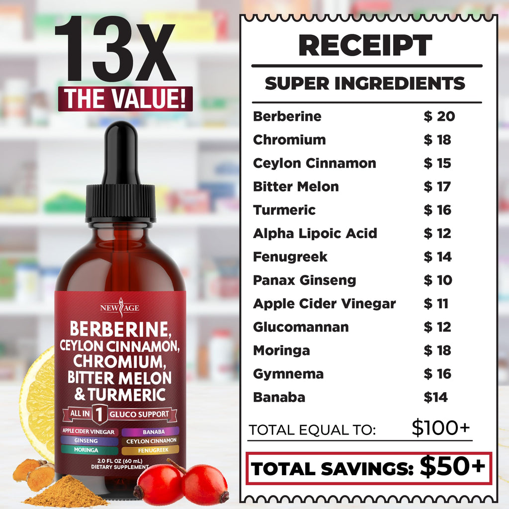 Authentic New Age liquid berberine supplement imported from America close up