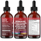Four fluid ounce total volume New Age berberine drops nutritional facts panel