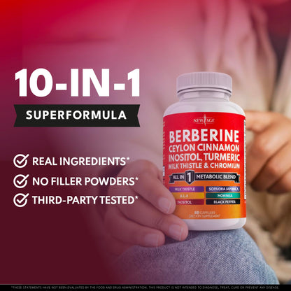 New Age wellness supplement showing product size details and vegan certification icons