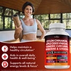 Side profile of New Age Ceylon Cinnamon and ACV capsule bottle
