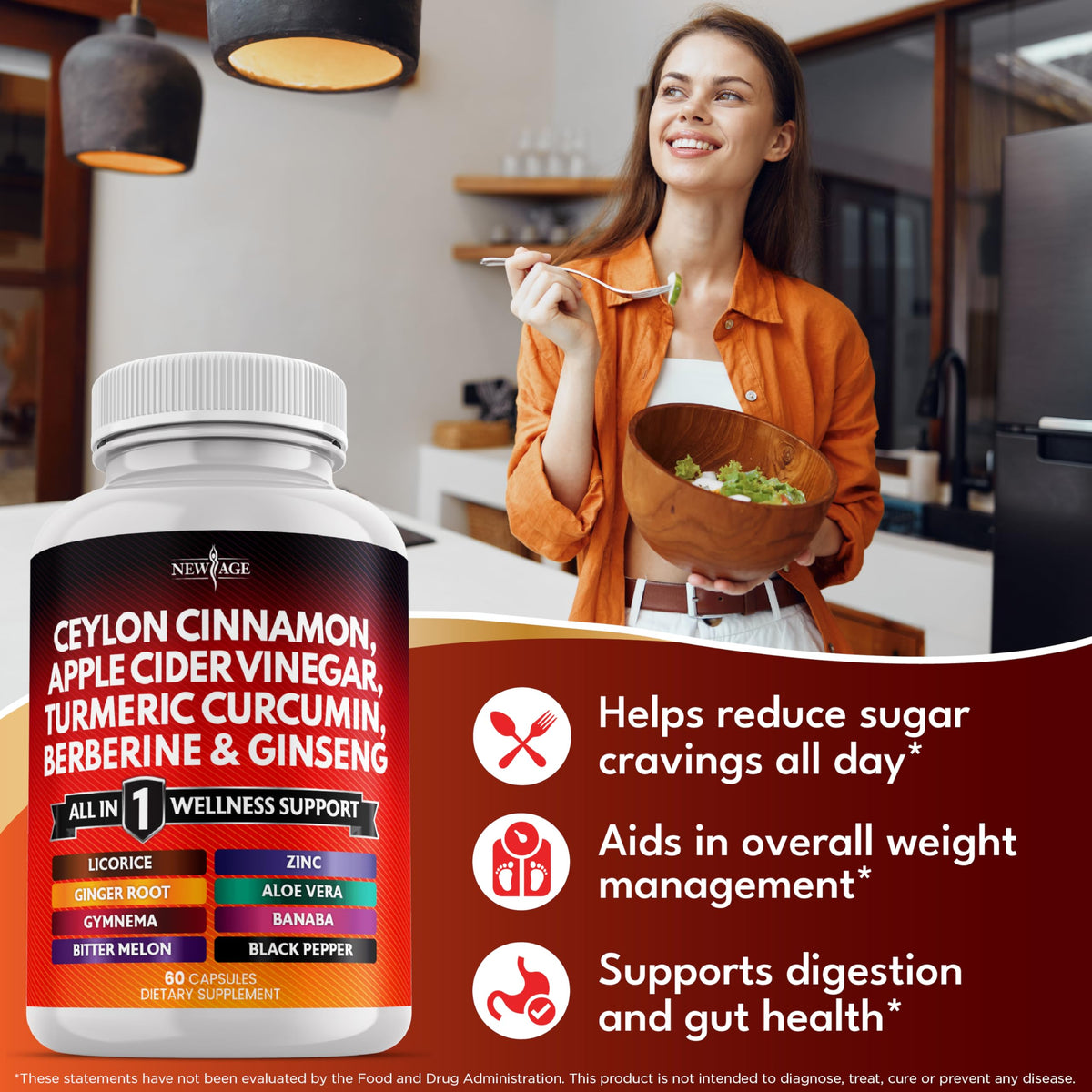 New Age dietary supplement label detailing 120 capsule count