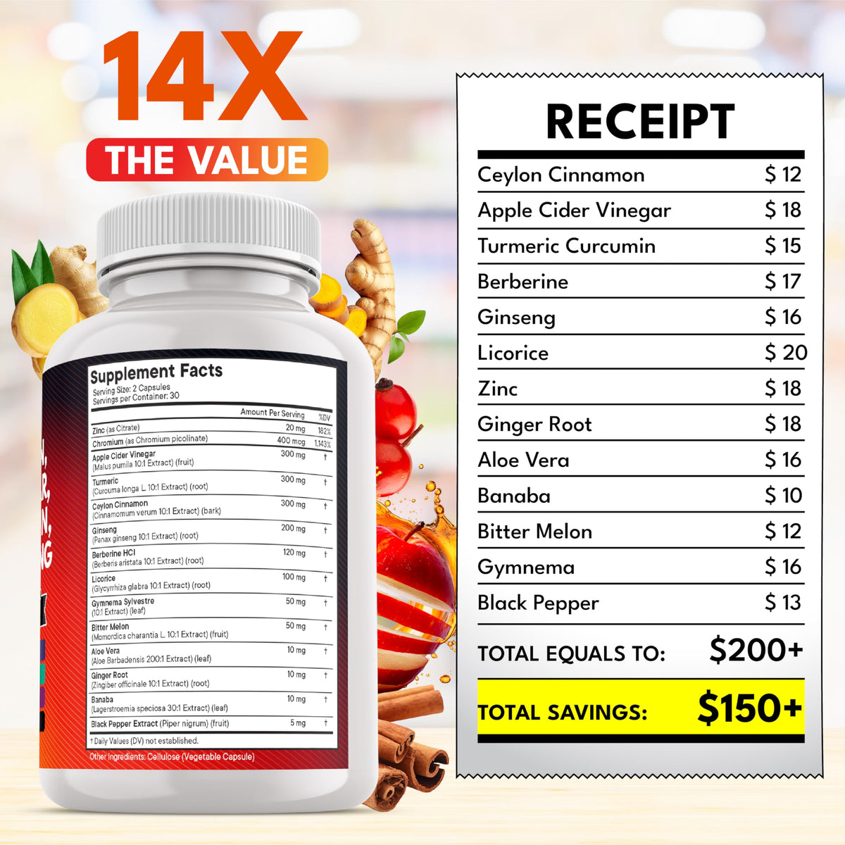 Close up of New Age 14-in-1 supplement branding