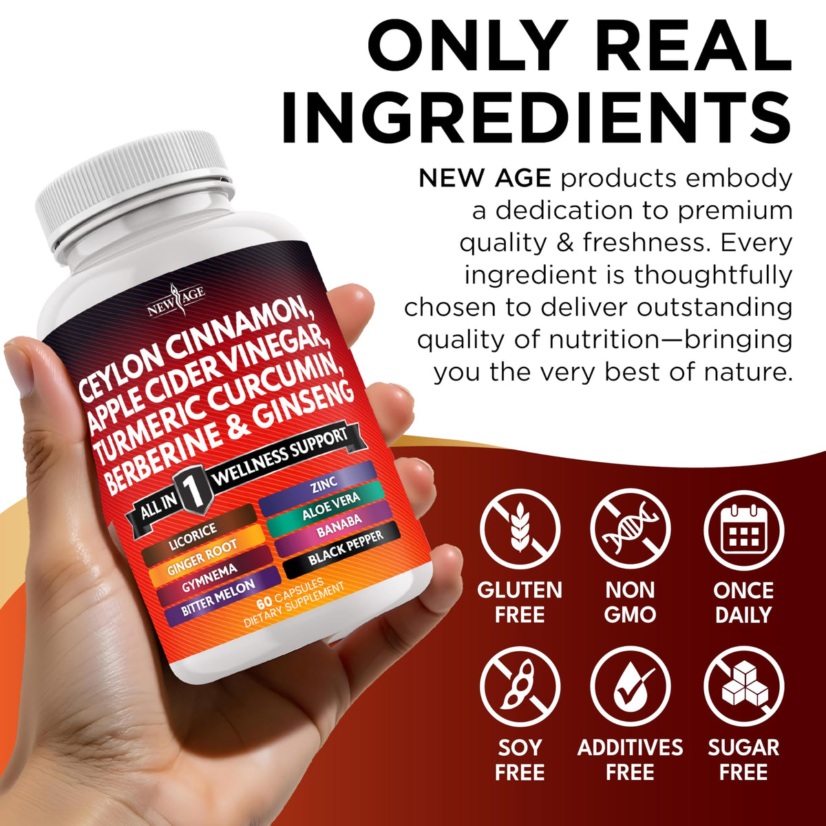 Back of bottle showcasing supplement facts and usage instructions