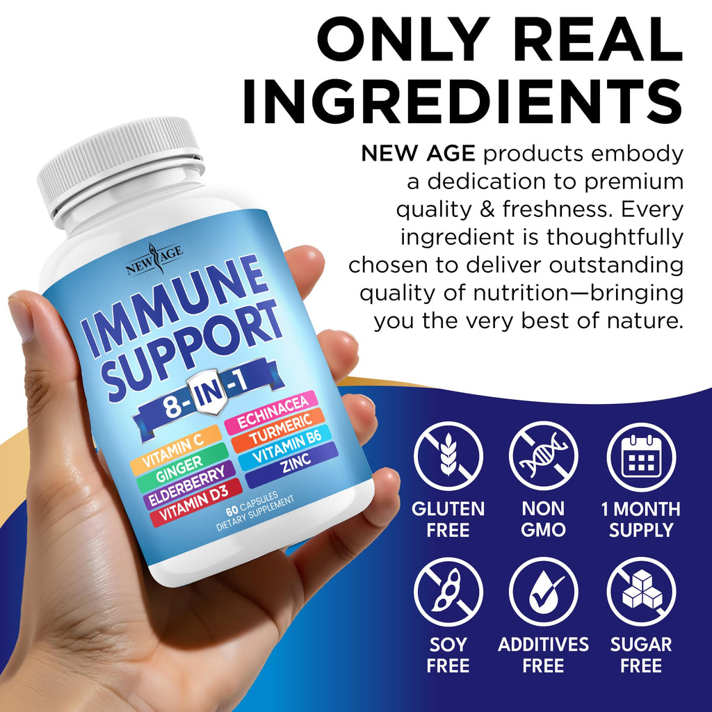 New Age 8 in 1 immune support capsules packaging