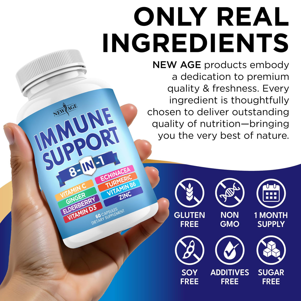 New Age 8 in 1 immune support capsules packaging