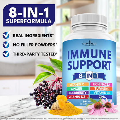 Brand New Age immune health supplement bottle isolated