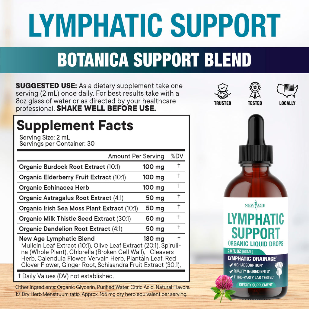Two bottles of New Age lymphatic drainage drops