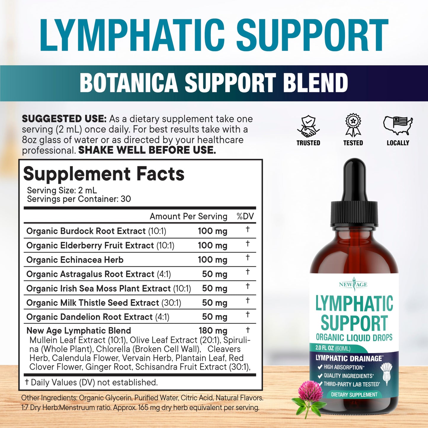 Two bottles of New Age lymphatic drainage drops