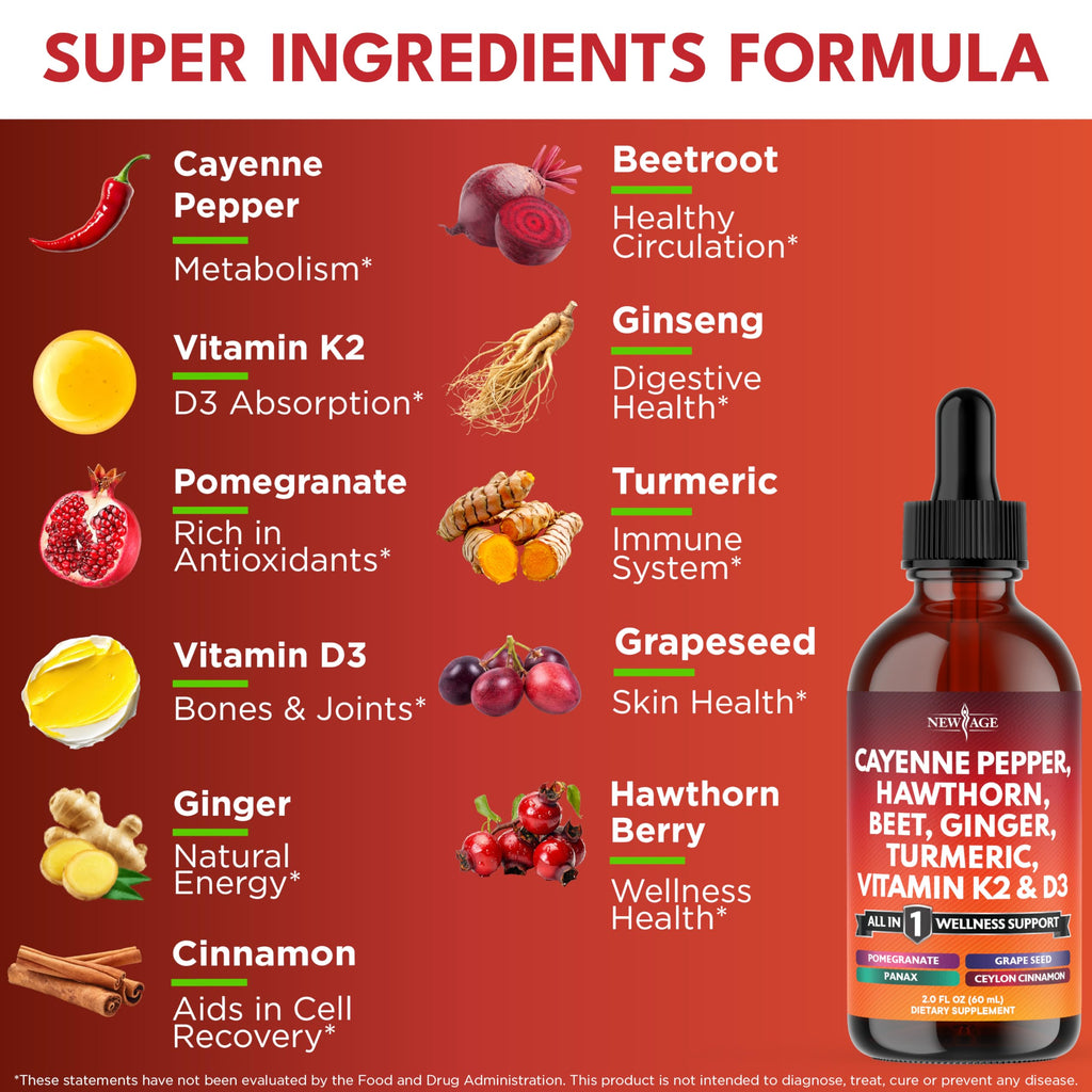 New Age herbal wellness liquid drops bottle showing premium imported packaging.