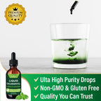Close up of the liquid concentrate dropper showing the rich green plant based fluid texture.