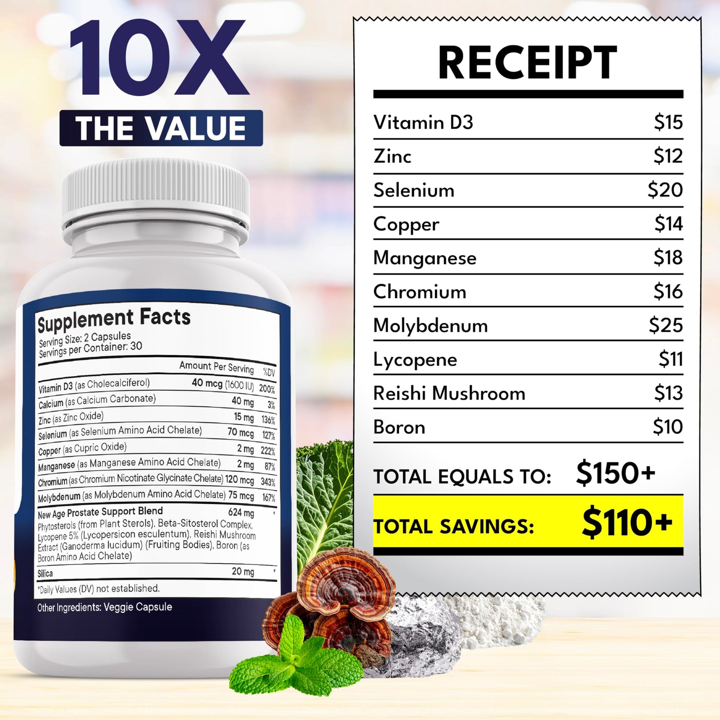 New Age Prostate Advanced one hundred twenty count packaging close up.