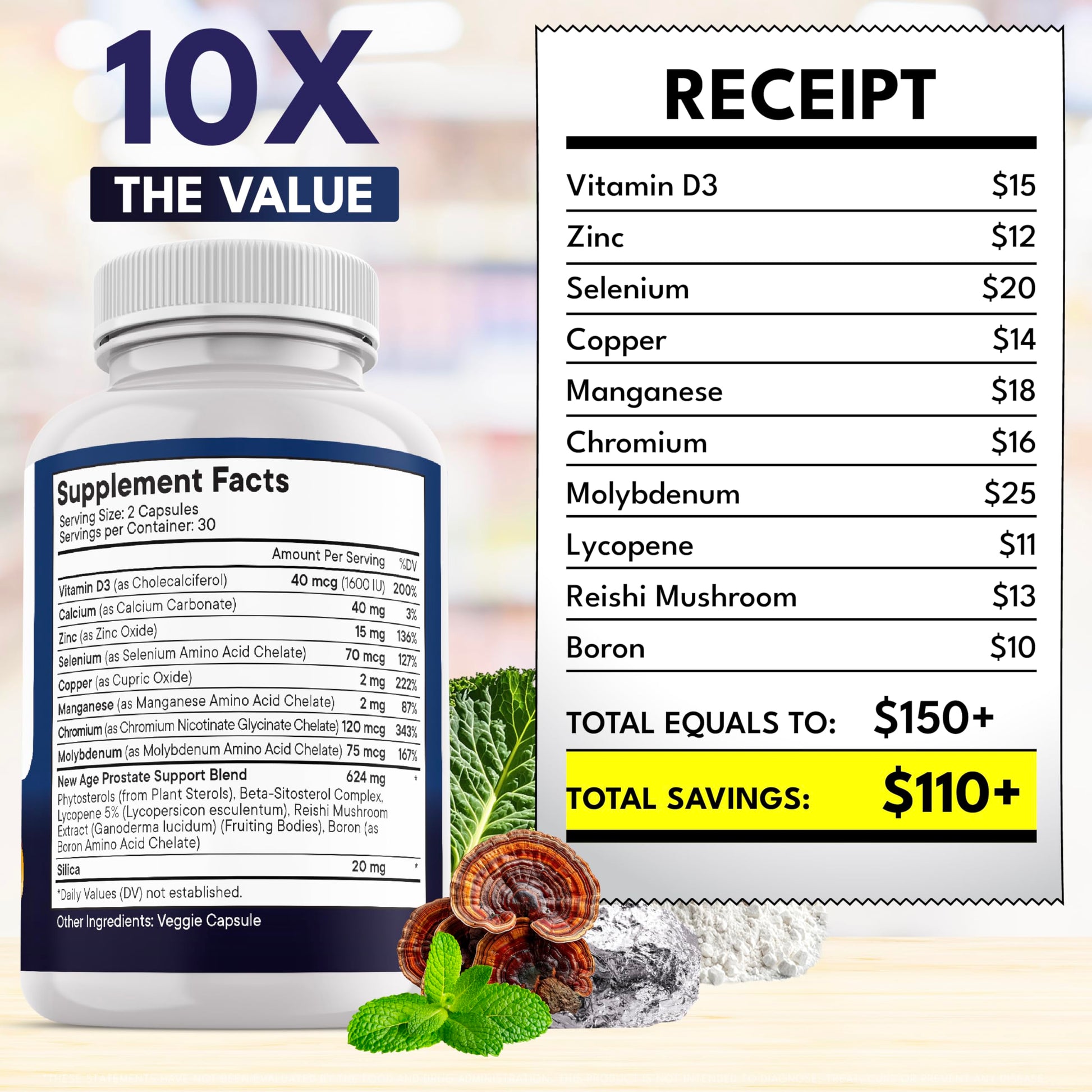 New Age Prostate Advanced one hundred twenty count packaging close up.