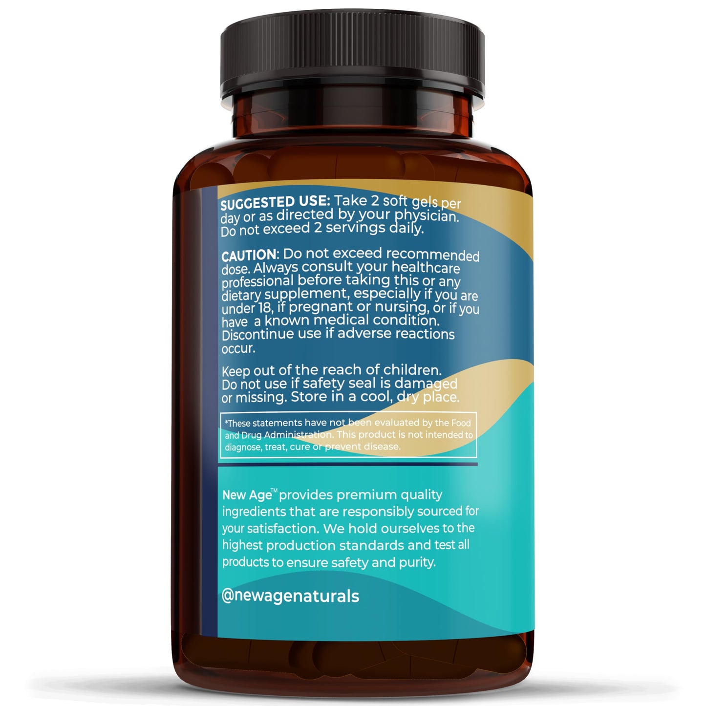 New Age Omega 3 fish oil 2500mg 180 count total capsule quantity comparison view.