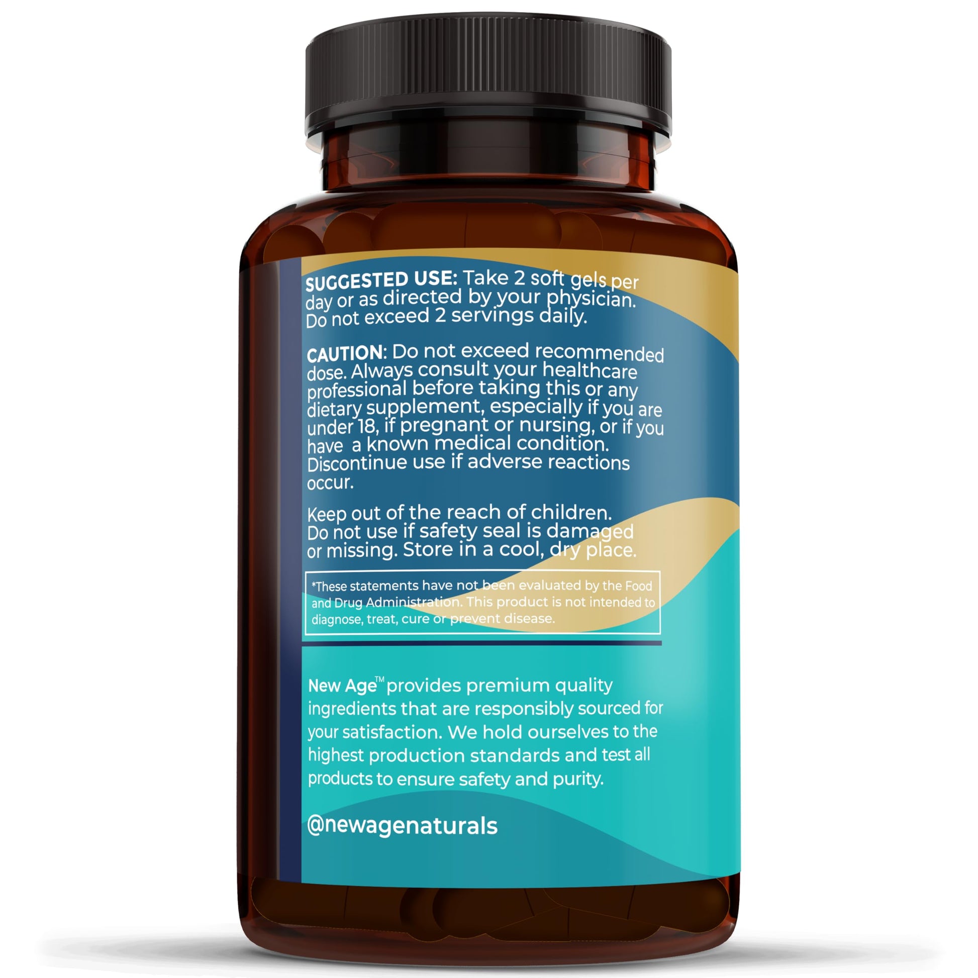 New Age Omega 3 fish oil 2500mg 180 count total capsule quantity comparison view.