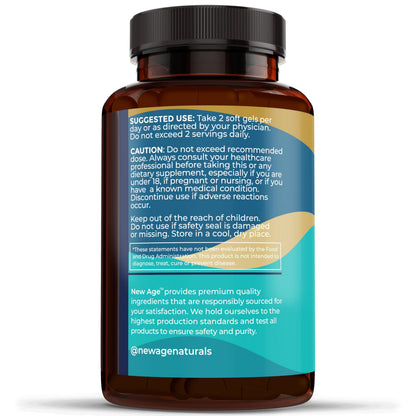 New Age Omega 3 fish oil 2500mg 180 count total capsule quantity comparison view.