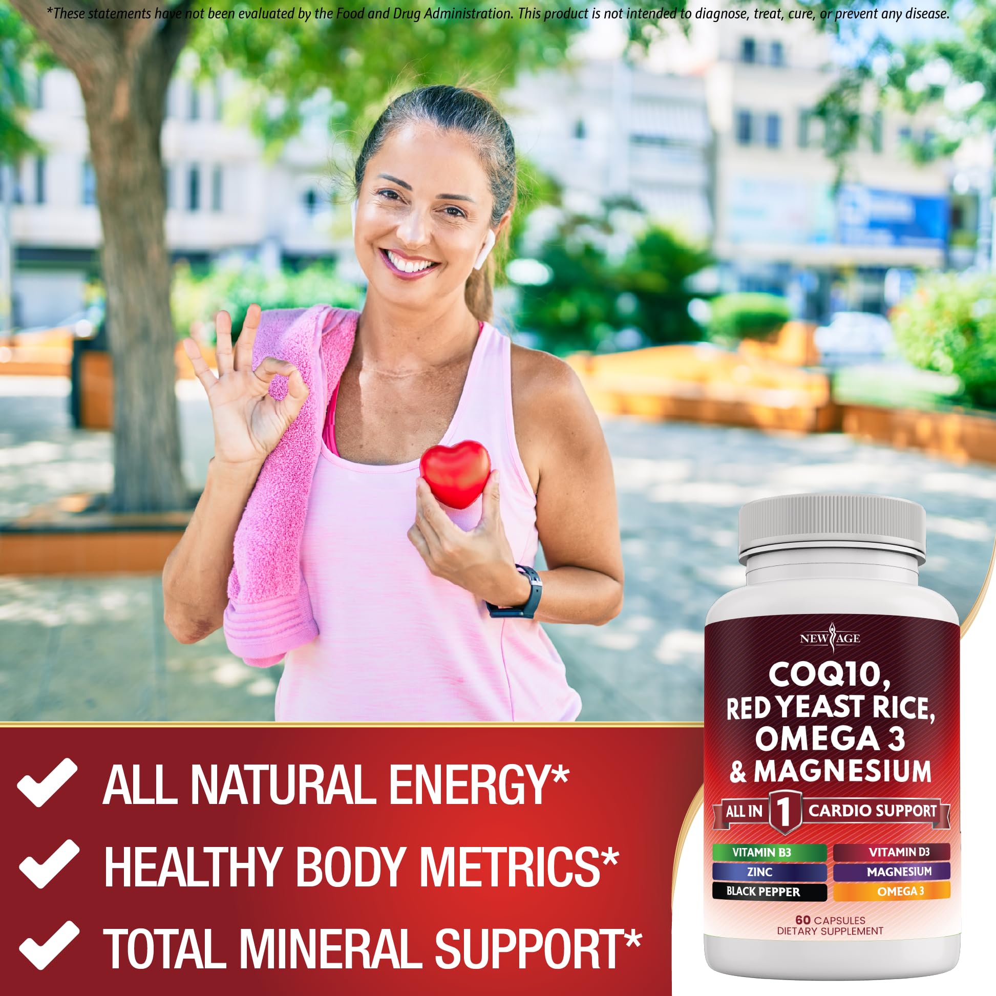 New Age heart health supplement bottle label details