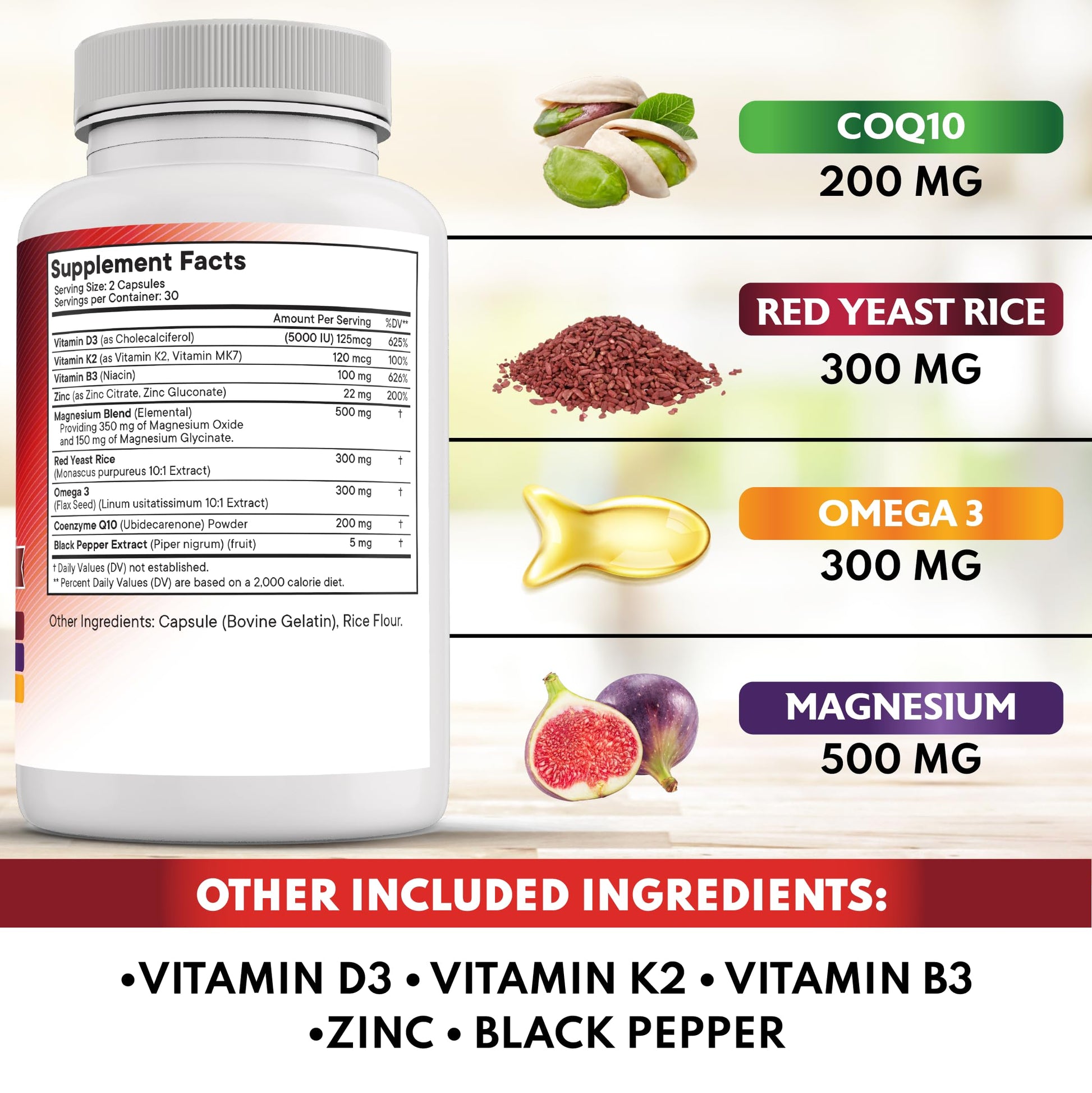 Back of New Age CoQ10 supplement bottle showing ingredients