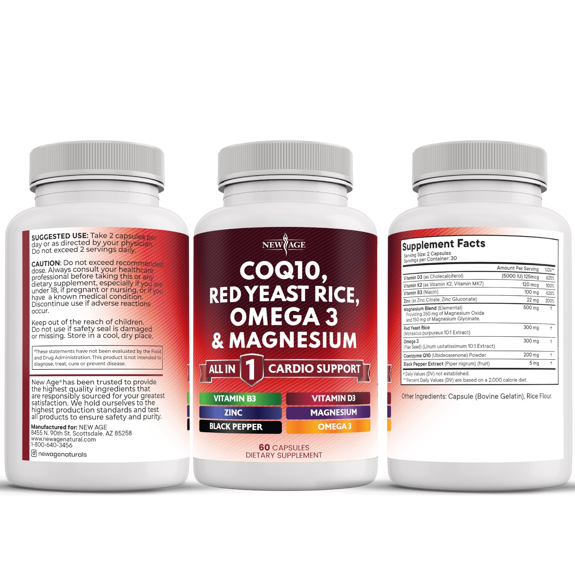 New Age cardiovascular support supplement packaging layout