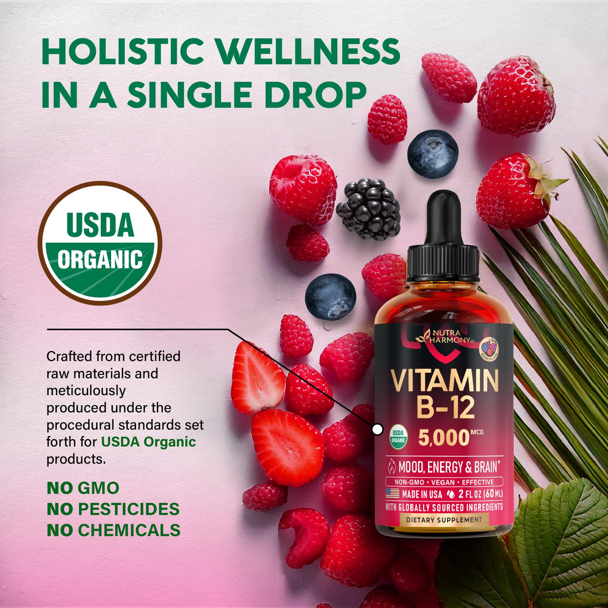 Authentic USA imported NutraHarmony Vitamin B12 drops