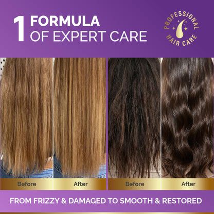 Nutraharmony keratin treatment hair mask packaging showcasing key ingredients like biotin and collagen