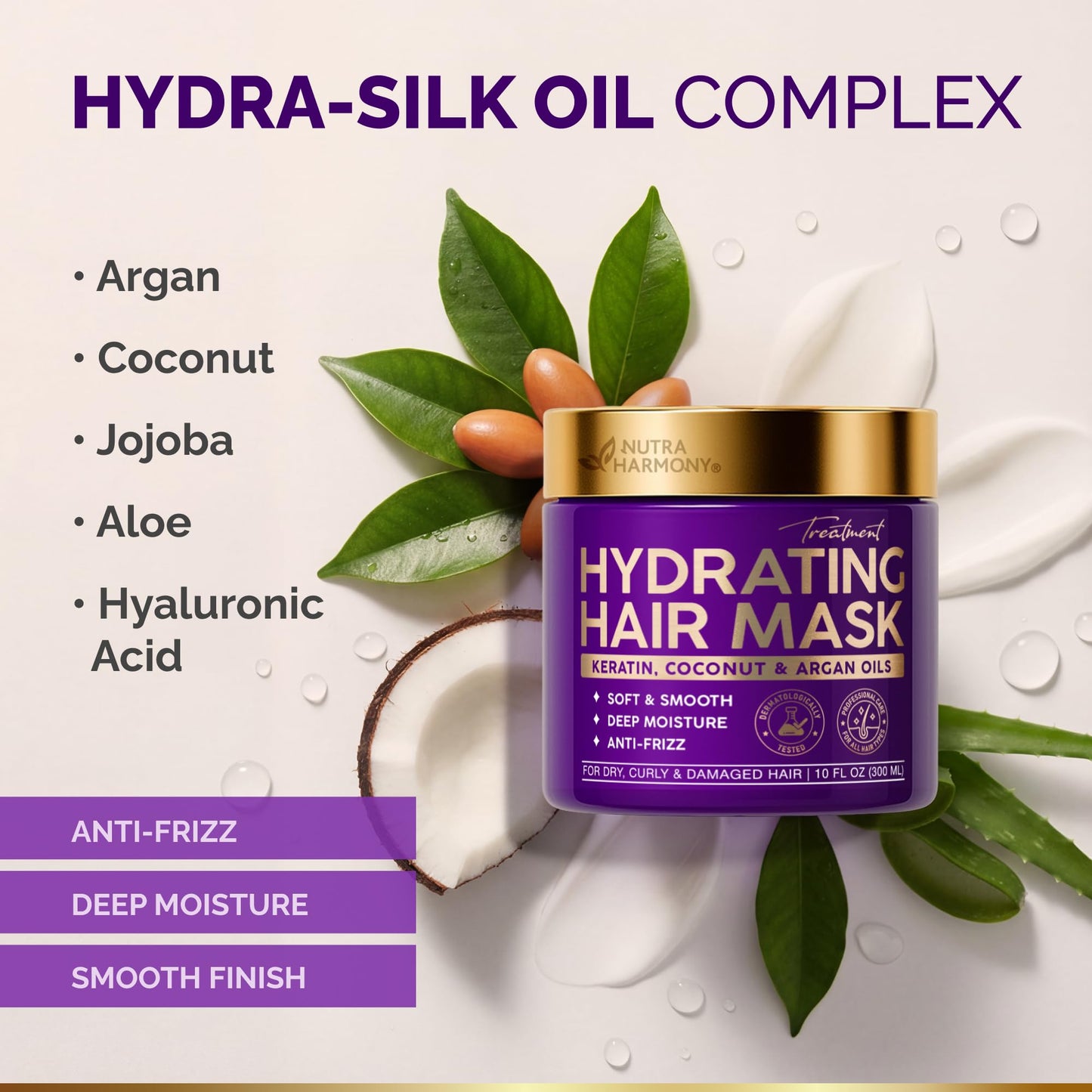 Nutraharmony professional strength split ends repair cream for curly hair hydration