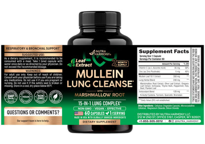 NutraHarmony respiratory health supplement bottle label