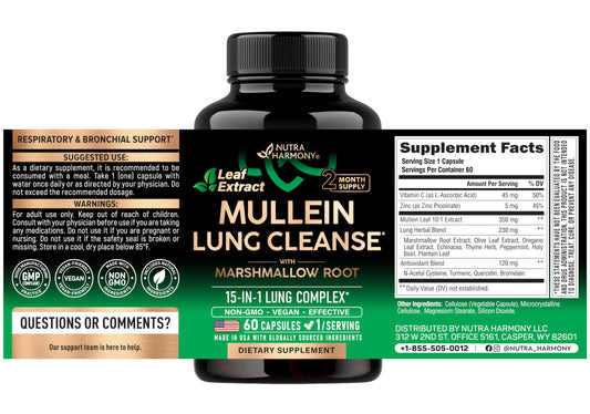 NutraHarmony respiratory health supplement bottle label