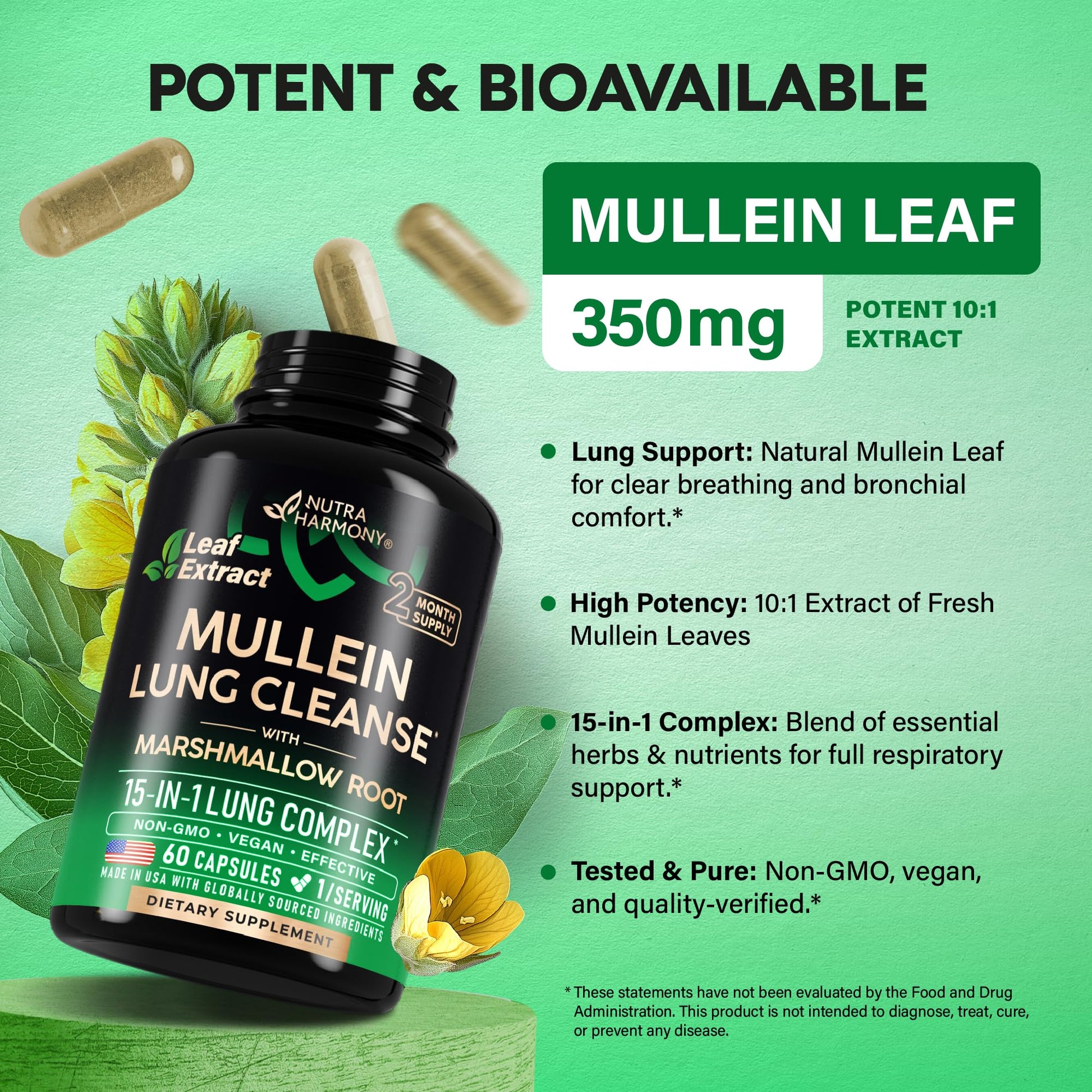 NutraHarmony mullein and NAC ingredients label