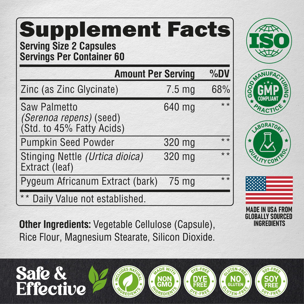 NUTRAHARMONY Saw Palmetto DHT blocking hair support formula bottle resting on a clean background