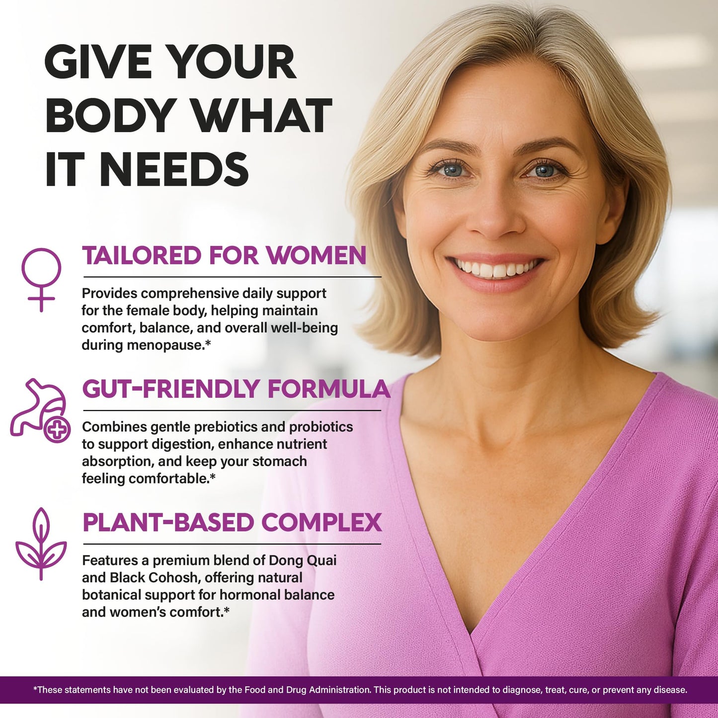 Back label of NUTRAHARMONY Menopause capsules showing nutritional supplement facts