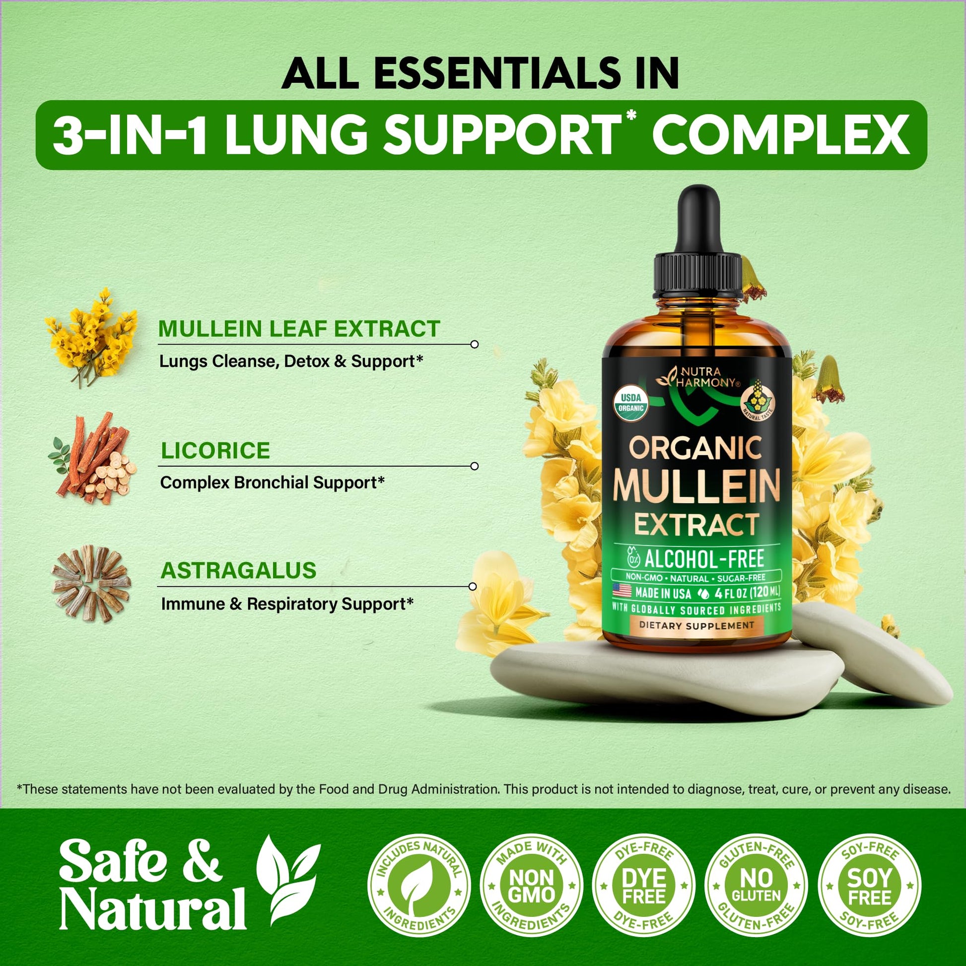 Nutraharmony Mullein Extract bottle size reference