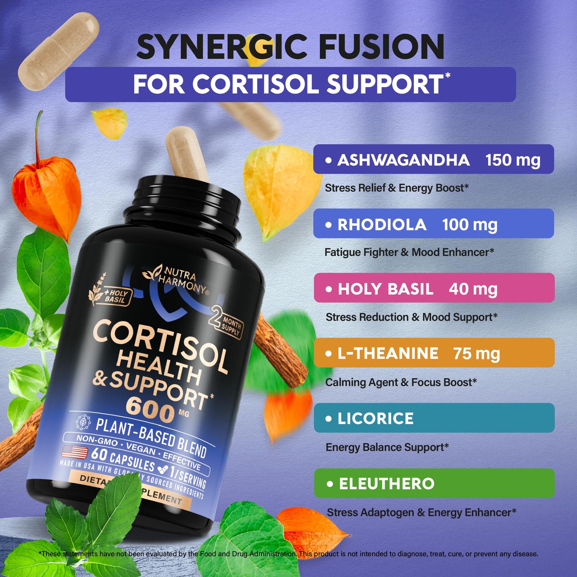 Close up of Nutraharmony supplement bottle branding