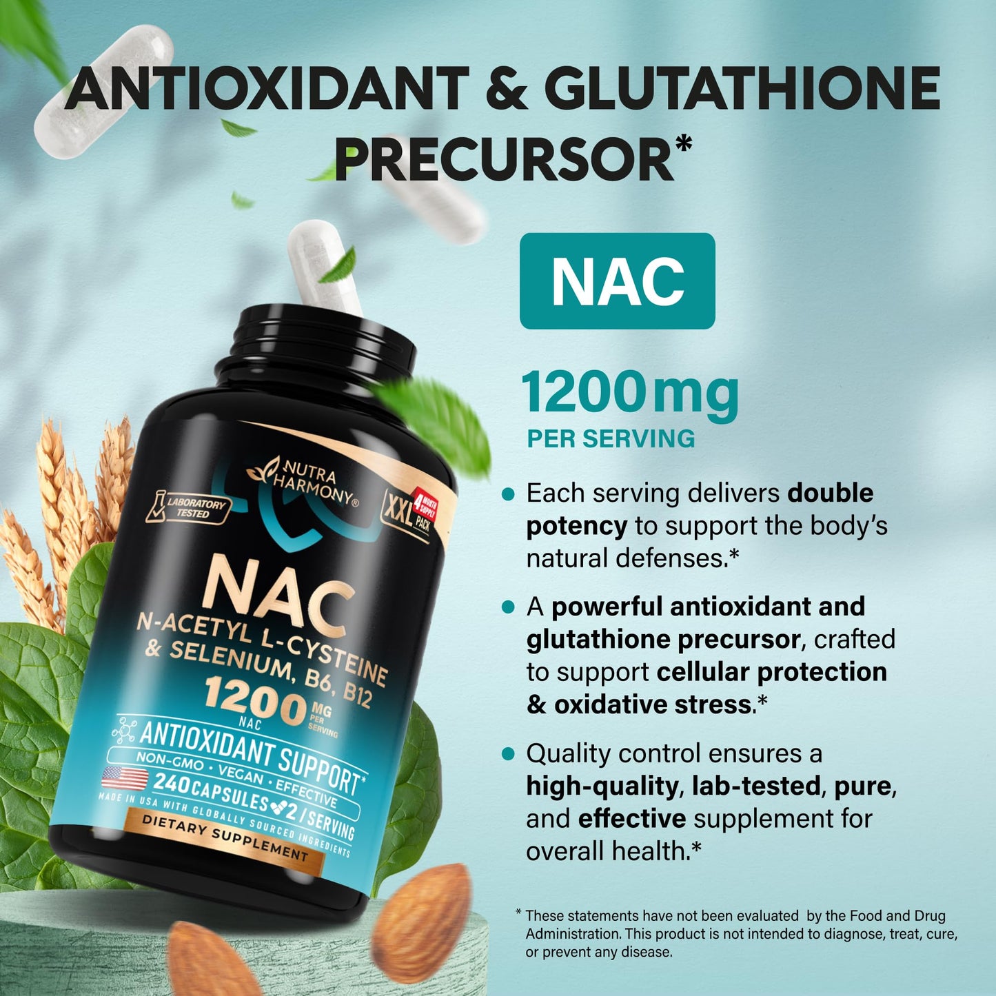 Nutraharmony gluten-free non-GMO vegan safe premium lifestyle wellness capsules