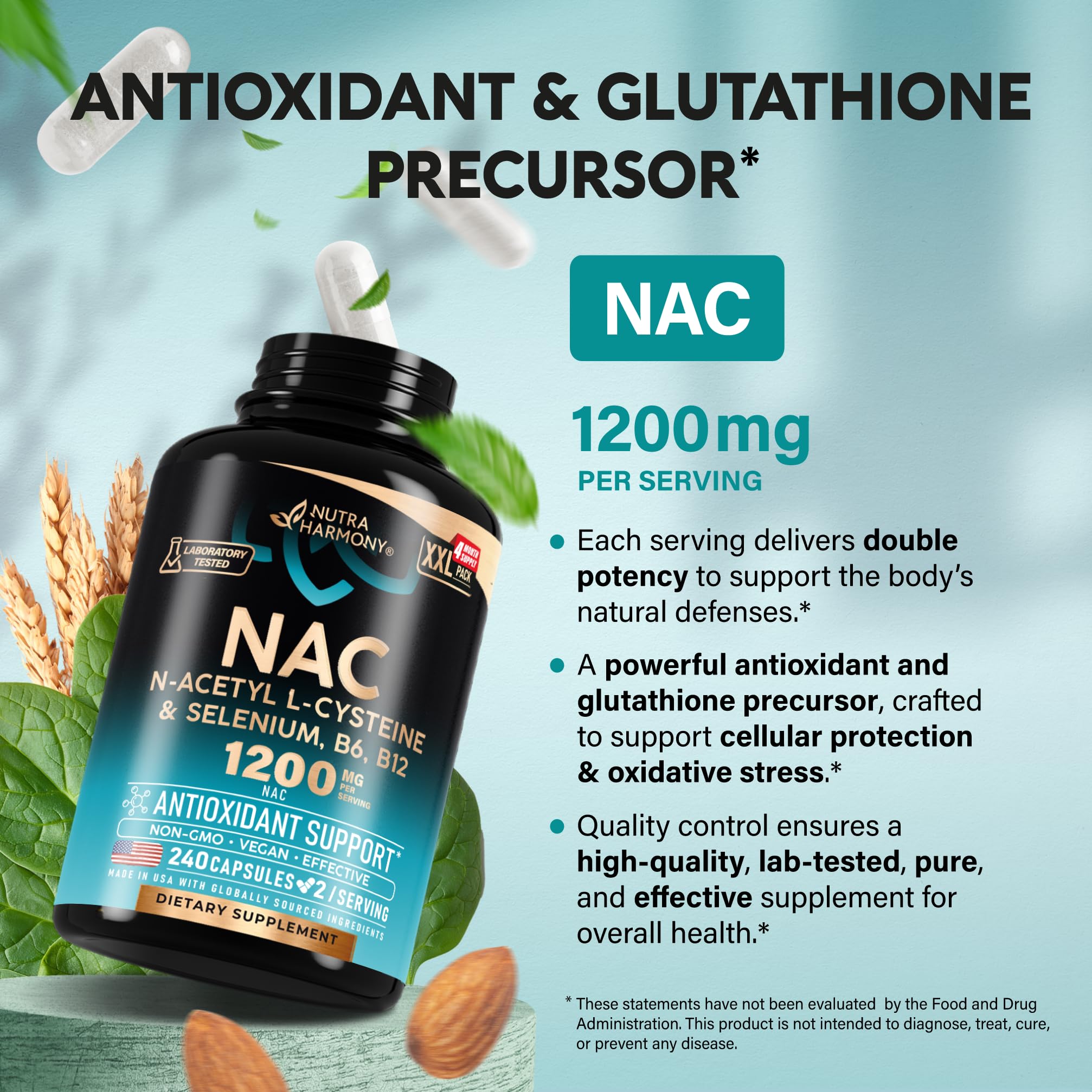 Nutraharmony gluten-free non-GMO vegan safe premium lifestyle wellness capsules