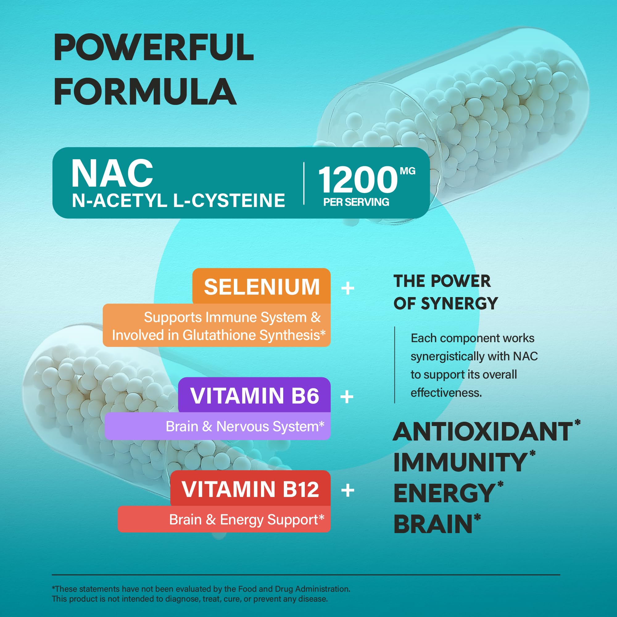 Nutraharmony NAC 1200mg capsules standard serving size size comparison
