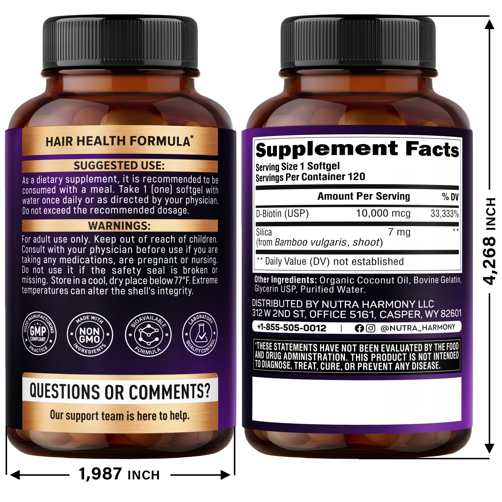 Nutraharmony Biotin 120 softgels supplement packaging