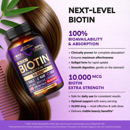 High potency biotin 10000mcg softgel capsules