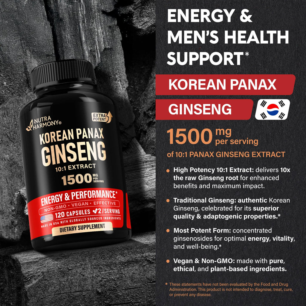 High potency 10 to 1 extract Korean Ginseng bottle