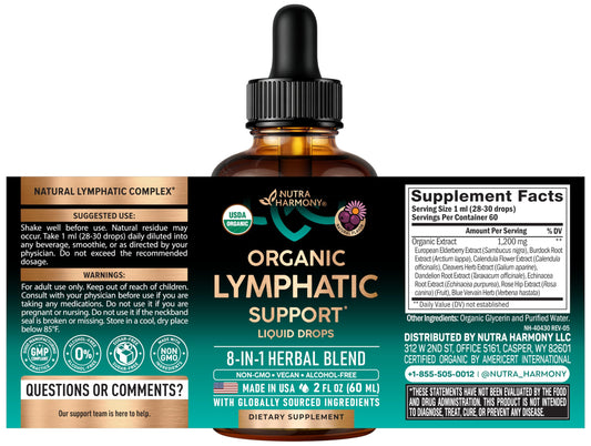 Nutraharmony liquid herbal supplement bottle with dropper display