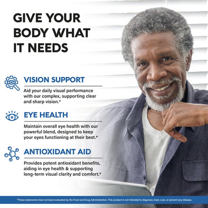 Back of Nutraharmony eye health supplement bottle showing ingredients
