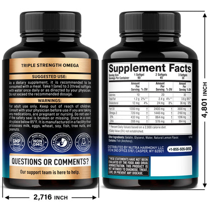 Nutraharmony Omega 3 supplement high potency ingredients label
